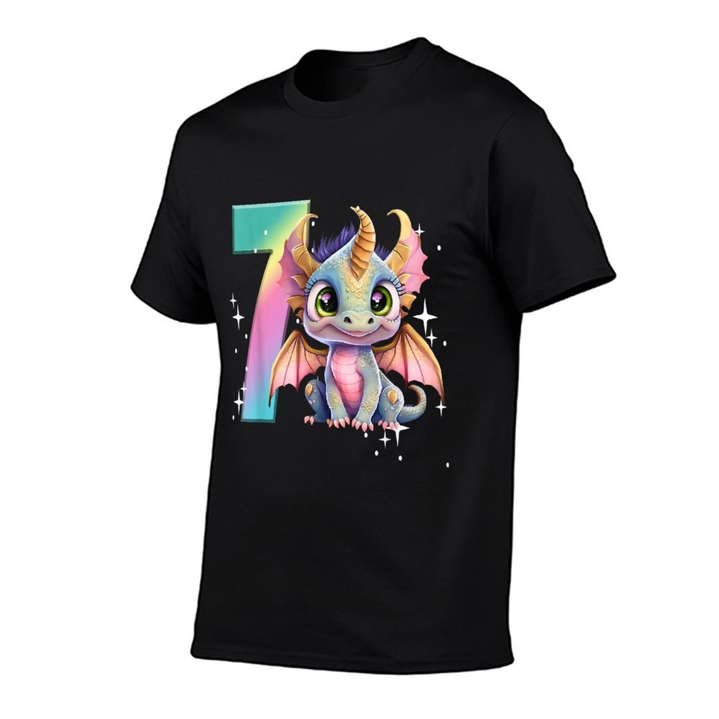 7th Birthday Dragon Party Rainbow Girl Dragon Seven 7  Slim-fit Cut T-Shirt