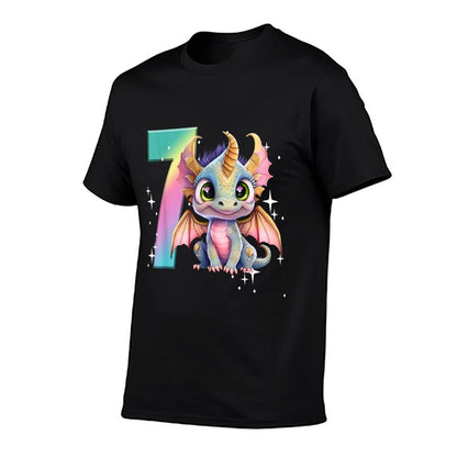 7th Birthday Dragon Party Rainbow Girl Dragon Seven 7  Slim-fit Cut T-Shirt