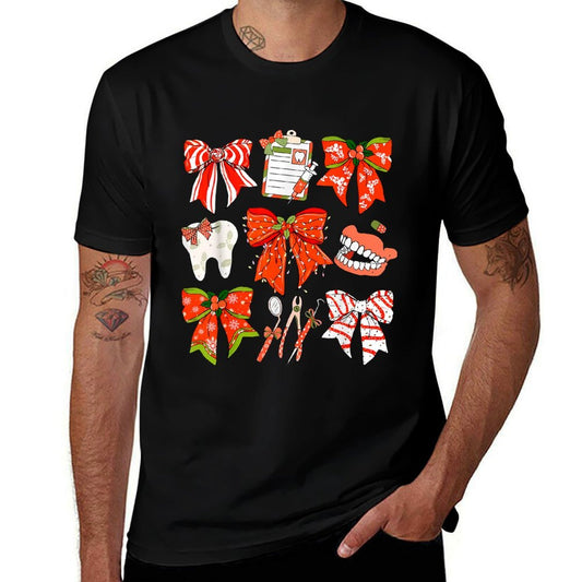 Coquette Bow Dental Christmas Dentist Dental Hygienist  Versatile T-Shirt