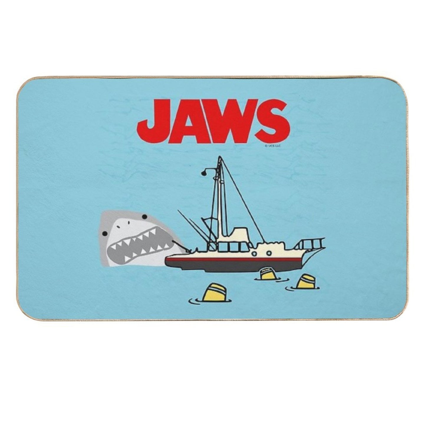 Jaws Movie Fan Art , Shark Beside Boat , Gonna Need A Bigger Boat  Slip-Resistant Bath Mat