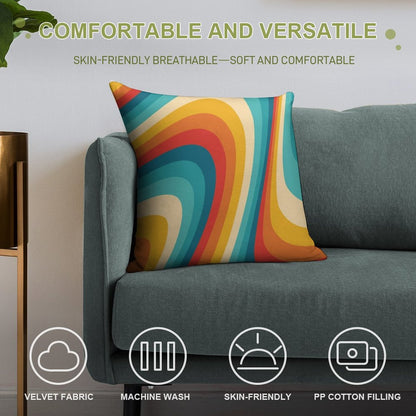 70s Retro Aesthetic Soft Easy Maintenance Throw Pillow