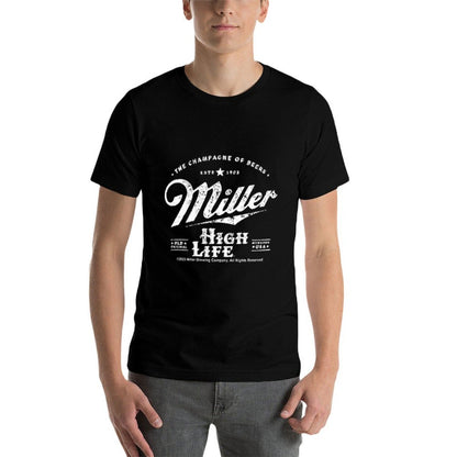 Coors Miller High Life Champagne of Beers Front And Back Ribbed Collar T-Shirt