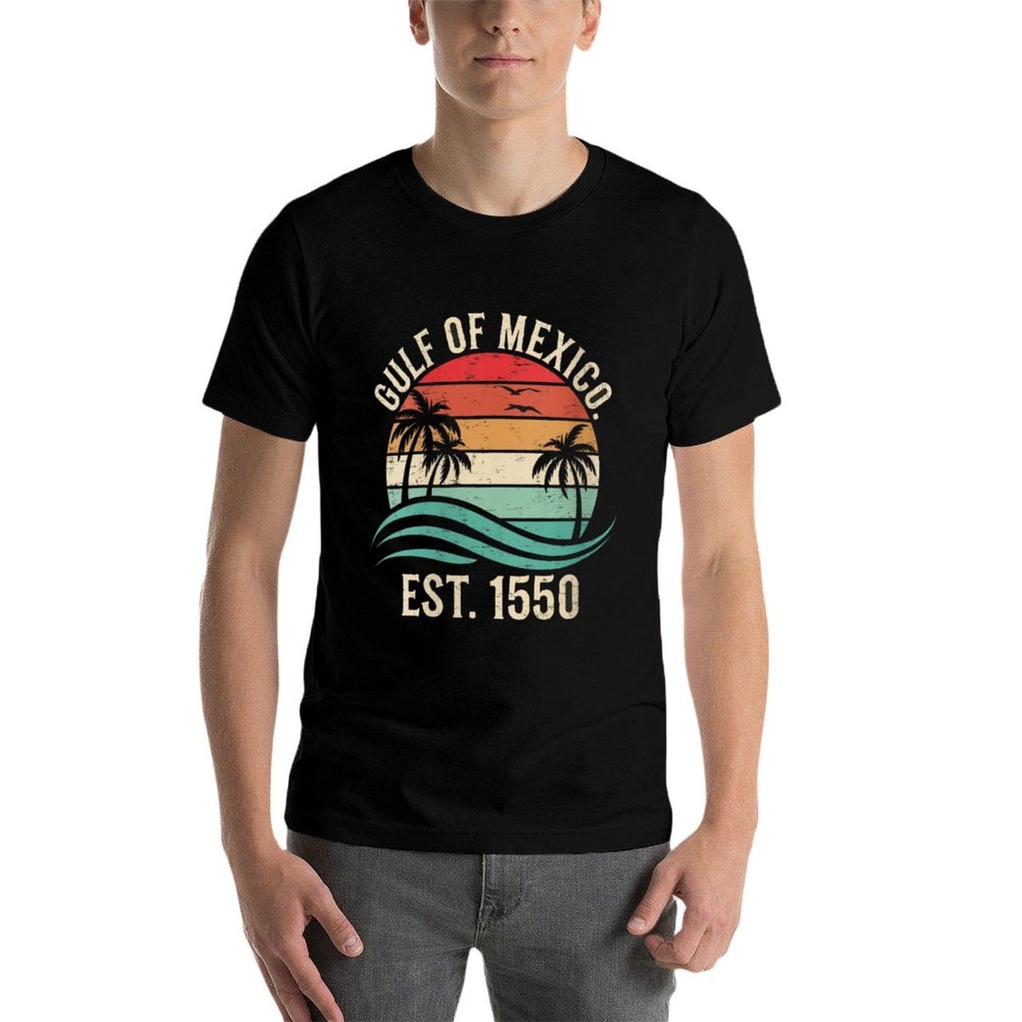 Womens Retro Vintage Beach The Gulf of Mexico Women Men Est 1550  Breathable T-Shirt
