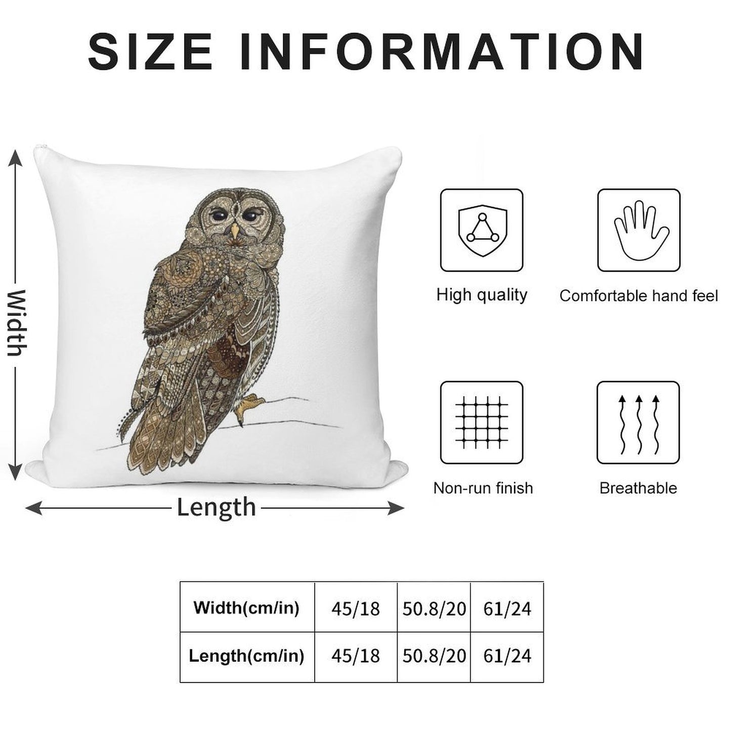 Barred Owl Tangle Soft Easy Maintenance Throw Pillow