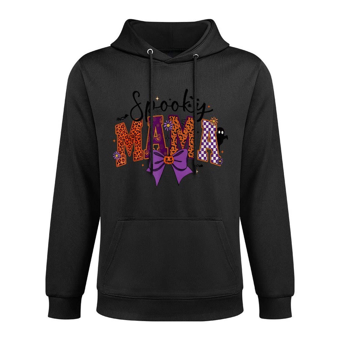 Spooky Mama Groovy Vintage Ghost Halloween Coquette Bow Customizable Surface Hoodie