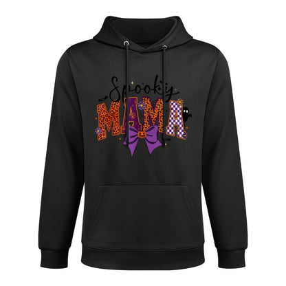 Spooky Mama Groovy Vintage Ghost Halloween Coquette Bow Customizable Surface Hoodie