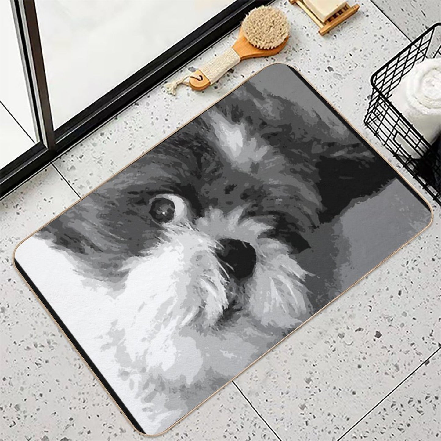 Say What Cute Shih Tzu Dog Art  Anti-Trip Bath Mat