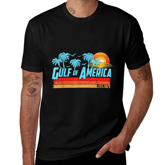 Retro Gulf Of USA America 2025 American Flag Gulf Mexico Trendy Pattern T-Shirt