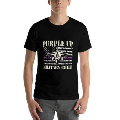 I Purple Up Month of Military Child Kids Air Force US Flag  Soft T-Shirt