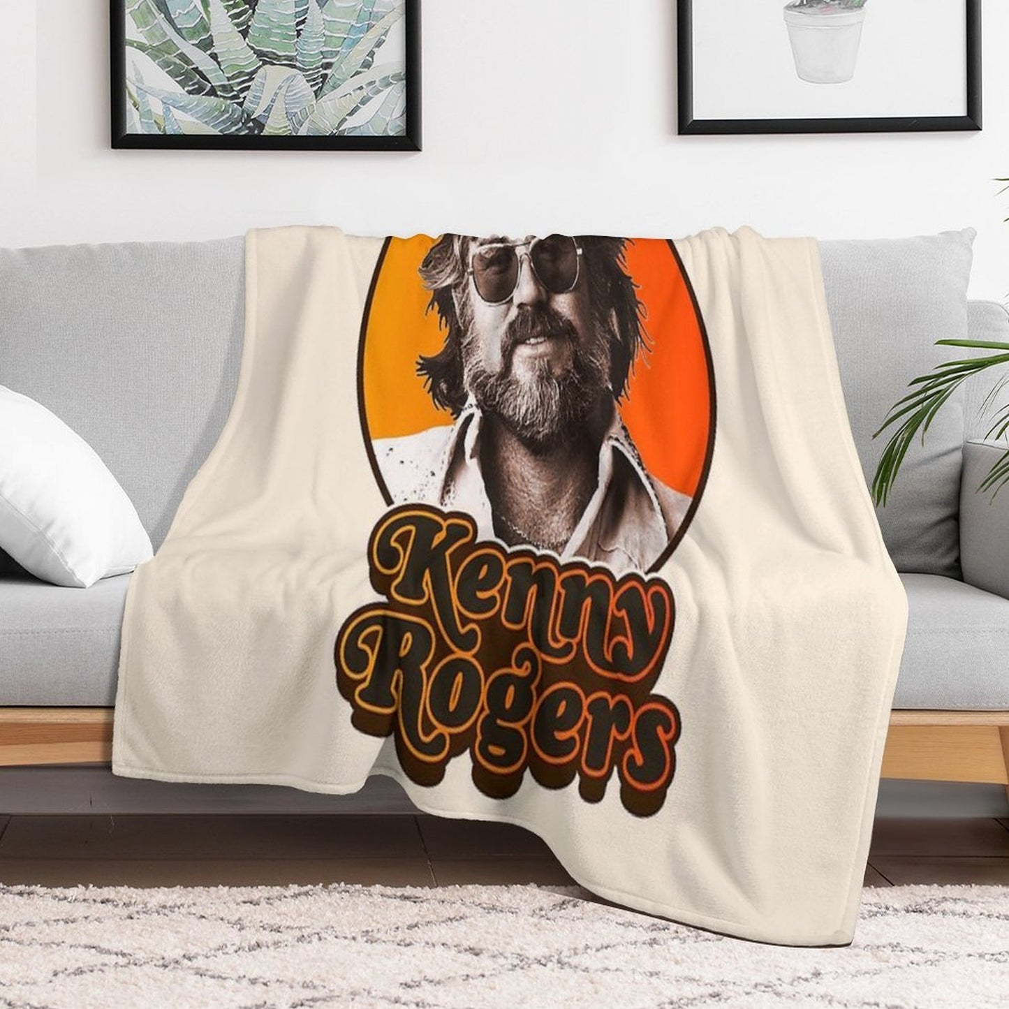 Retro Kenny Rogers Country Tribute Plush Throw Blanket
