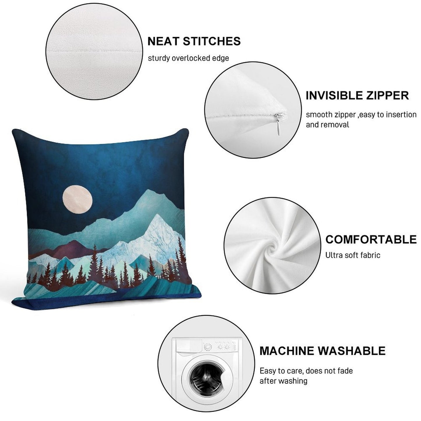 Moon Bay Soft Short Plush Fabric Throw Pillow