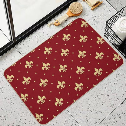 Fleur De Lis Design - Red  Long-Lasting Bath Mat