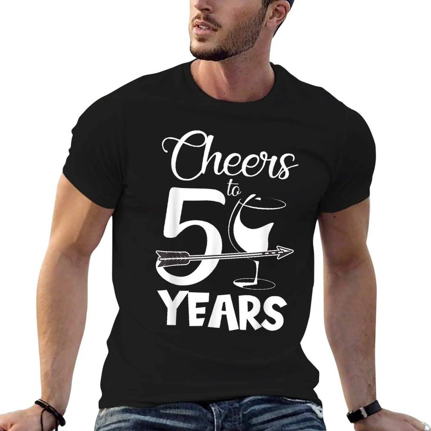 Cheers to 50 Years 50th Birthday Drinking Team Wine Beer  Oversized Silhouette T-Shirt
