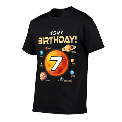 Kids Cute Solar System 7th Birthday Seven Years Old Space Planets  Affordable Price T-Shirt