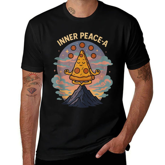 Inner Peace-a Funny Pizza Meditation Vintage Retro  Graphic-printed T-Shirt