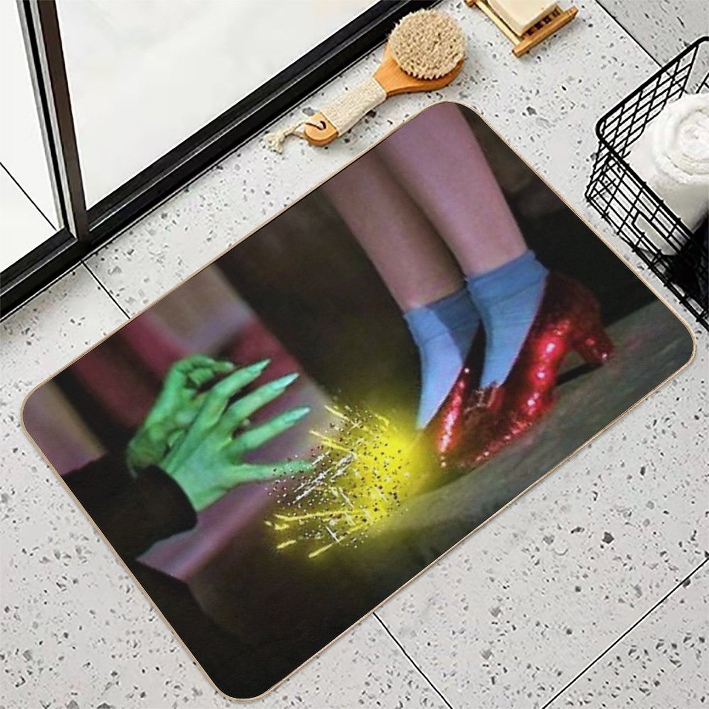 Digital Glitter Edit Wicked Witch Wants Those Shoes Mask  Ruby Slippers  Art Edit  Stain-Proof Bath Mat