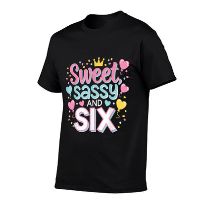 6th Birthday Girl Sweet Sassy And Six 6 Year Old Girls Bday  Oversized Silhouette T-Shirt