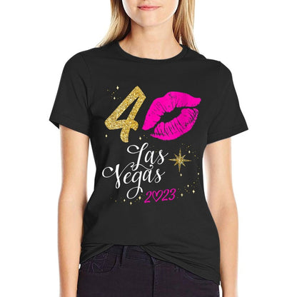 Womens Las Vegas Girls Trips 2023, Vegas 40th Birthday Squad  Tagless Design T-Shirt