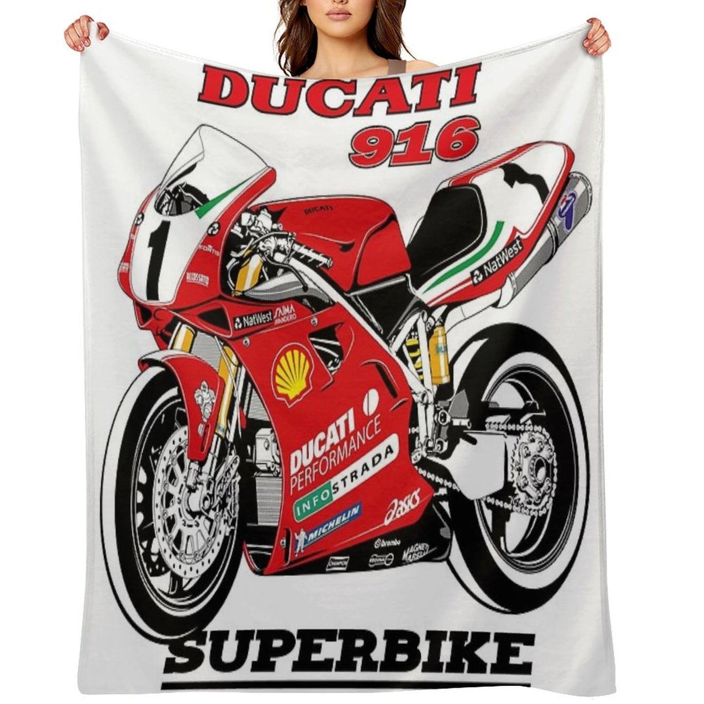 DUCATI 916 Superbike Travel-friendly Throw Blanket