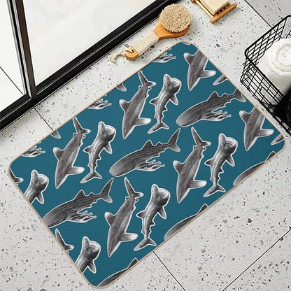 Infinity Sharks  Oceanic Whitetip Shark, Basking Shark, Whale Shark Durable Bath Mat