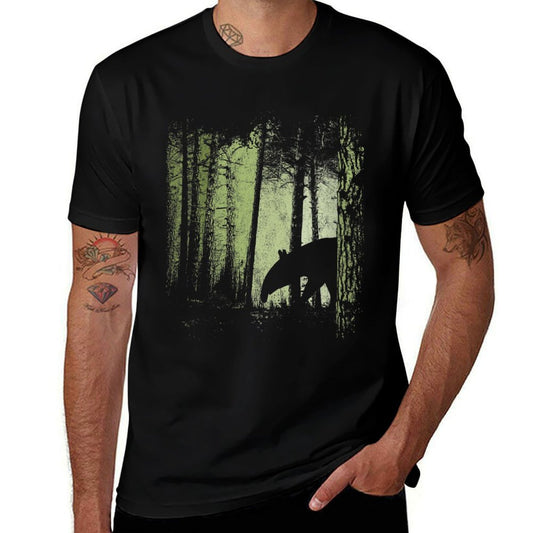 Womens Funky Stylish Tapir Silhouette in Twilight Jungle Forest  Classic T-Shirt