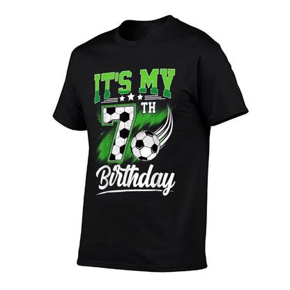 It's My 7th Birthday Boy Soccer Ball 7 Year Old Birthday  Ribbed Collar T-Shirt