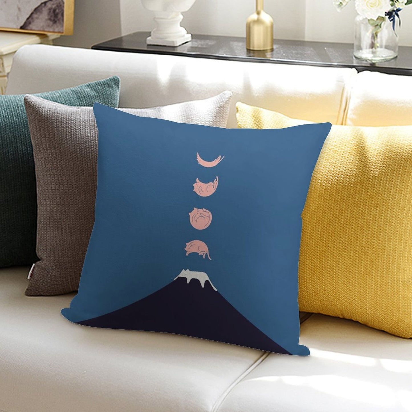 Cat Landscape 73 Soft Gift Ready Throw Pillow