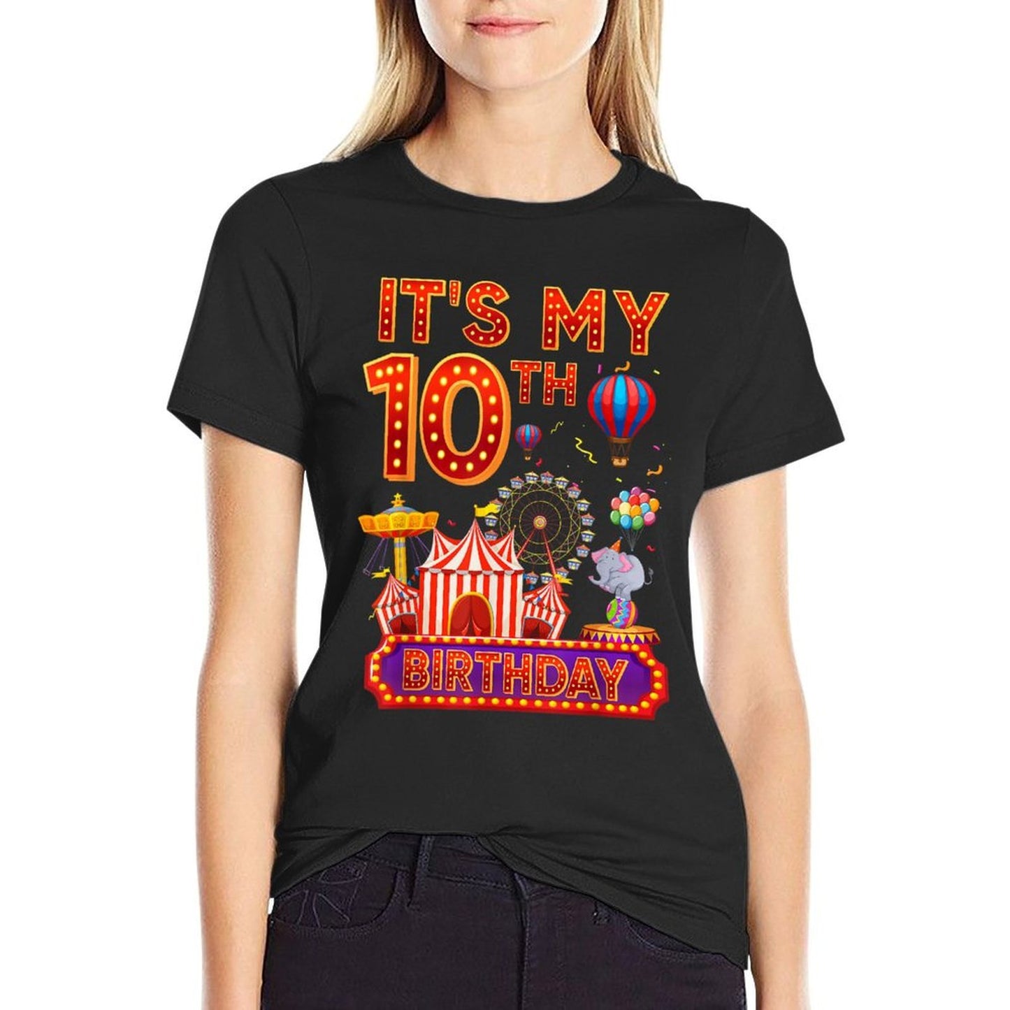 It's My 10th Birthday Circus Carnival Theme Party Year Old  Breathable T-Shirt