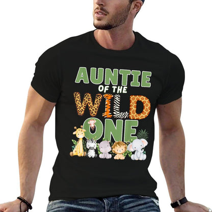 Auntie Of The Wild One 1st Birthday Safari Family Matching  Summer-ready Fabric T-Shirt