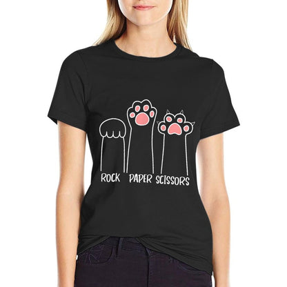 Introvert Cat Animal Rescue Pet Lover Apparel Rock Paper Scissors Hand Game Cute Paw Funny Cat Durable T-Shirt