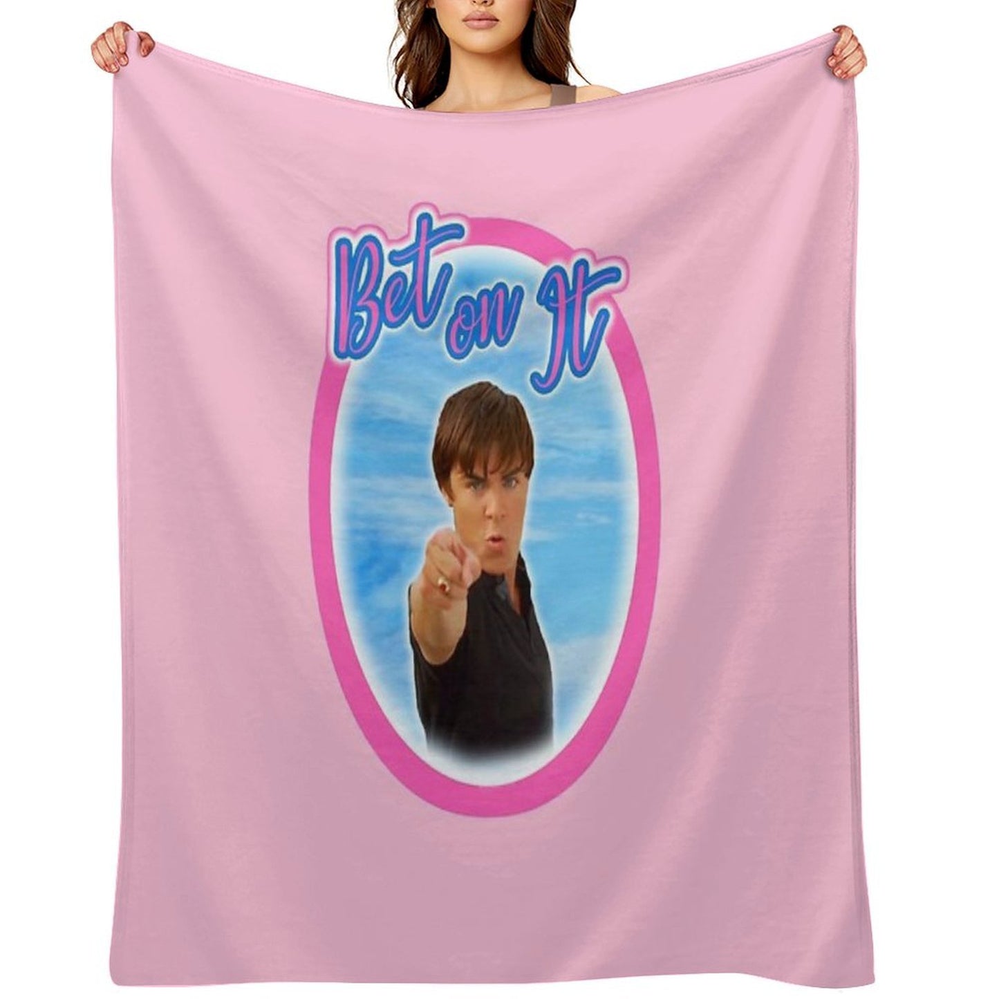 Troy Bolton Says Bet On It High School Musical Zac Efron Fan Art Sustainable Throw Blanket