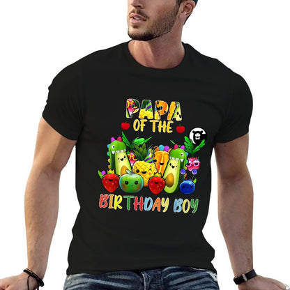 Papa Of The Birthday Boy Family Fruit Birthday Hey Bear  Summer-ready Fabric T-Shirt