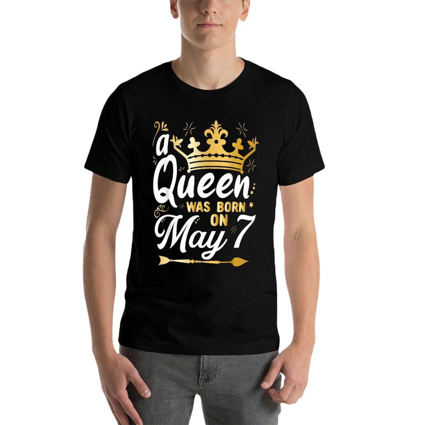 A Queen Was Born on May 7, Cute Girly May 7th Birthday  Rolled Sleeves T-Shirt
