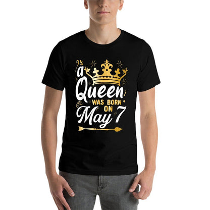 A Queen Was Born on May 7, Cute Girly May 7th Birthday  Rolled Sleeves T-Shirt