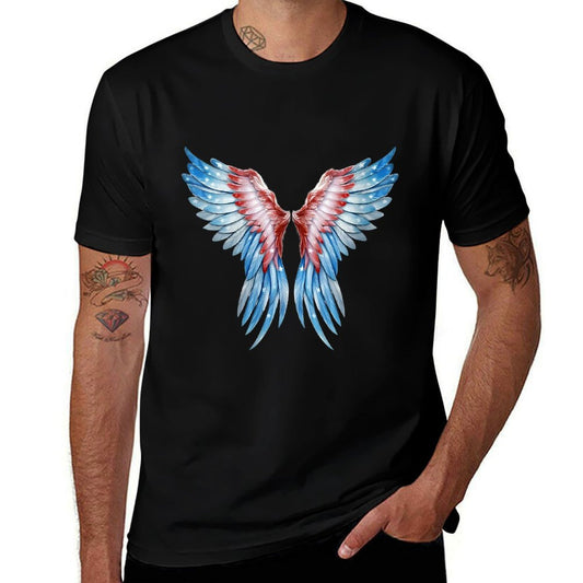Womens Veterans Day, 4th of July Patriotic Wings Angel Usa Flag  Moisture-wicking T-Shirt