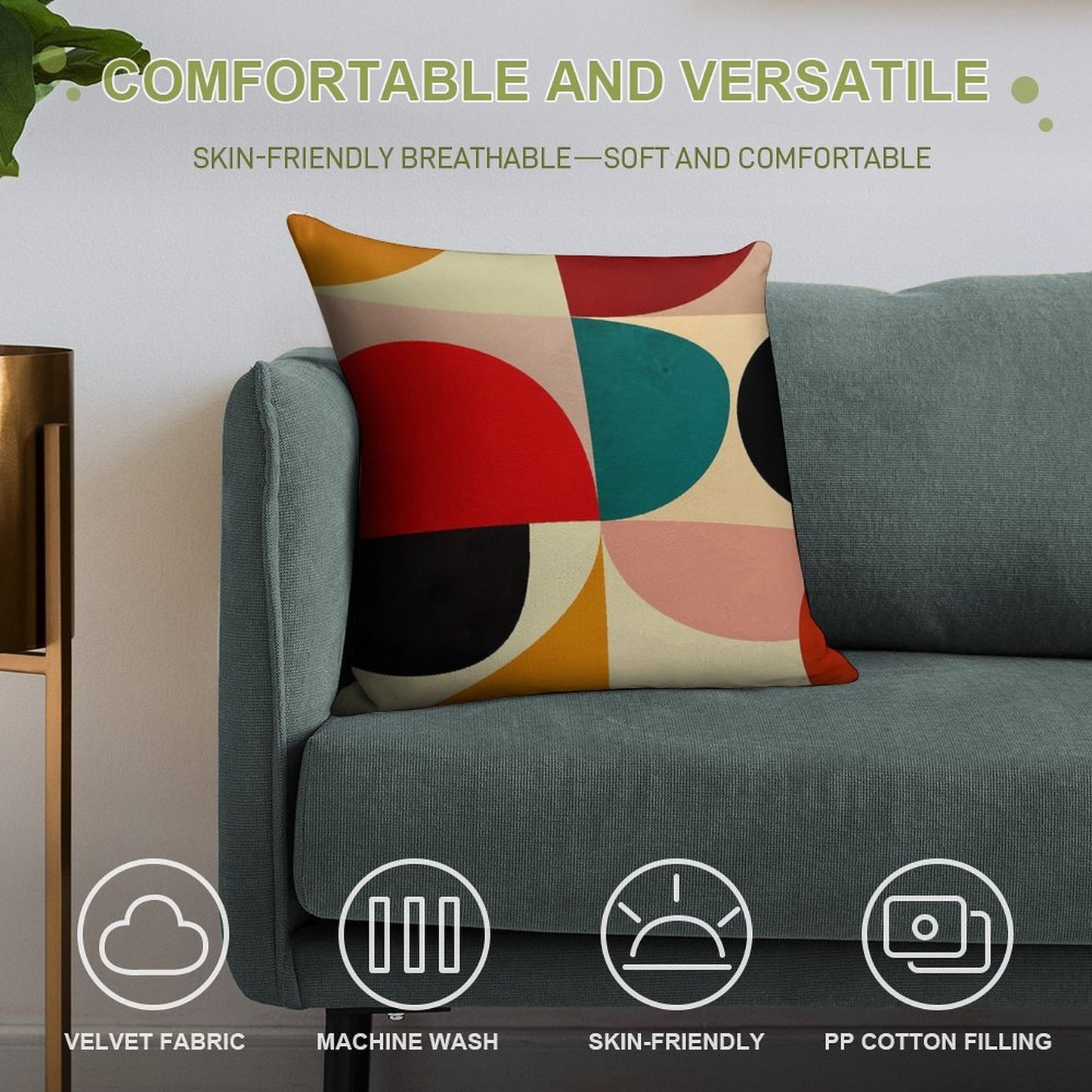 Modern Abstract Mid Century Soft Home Decor Throw Pillow