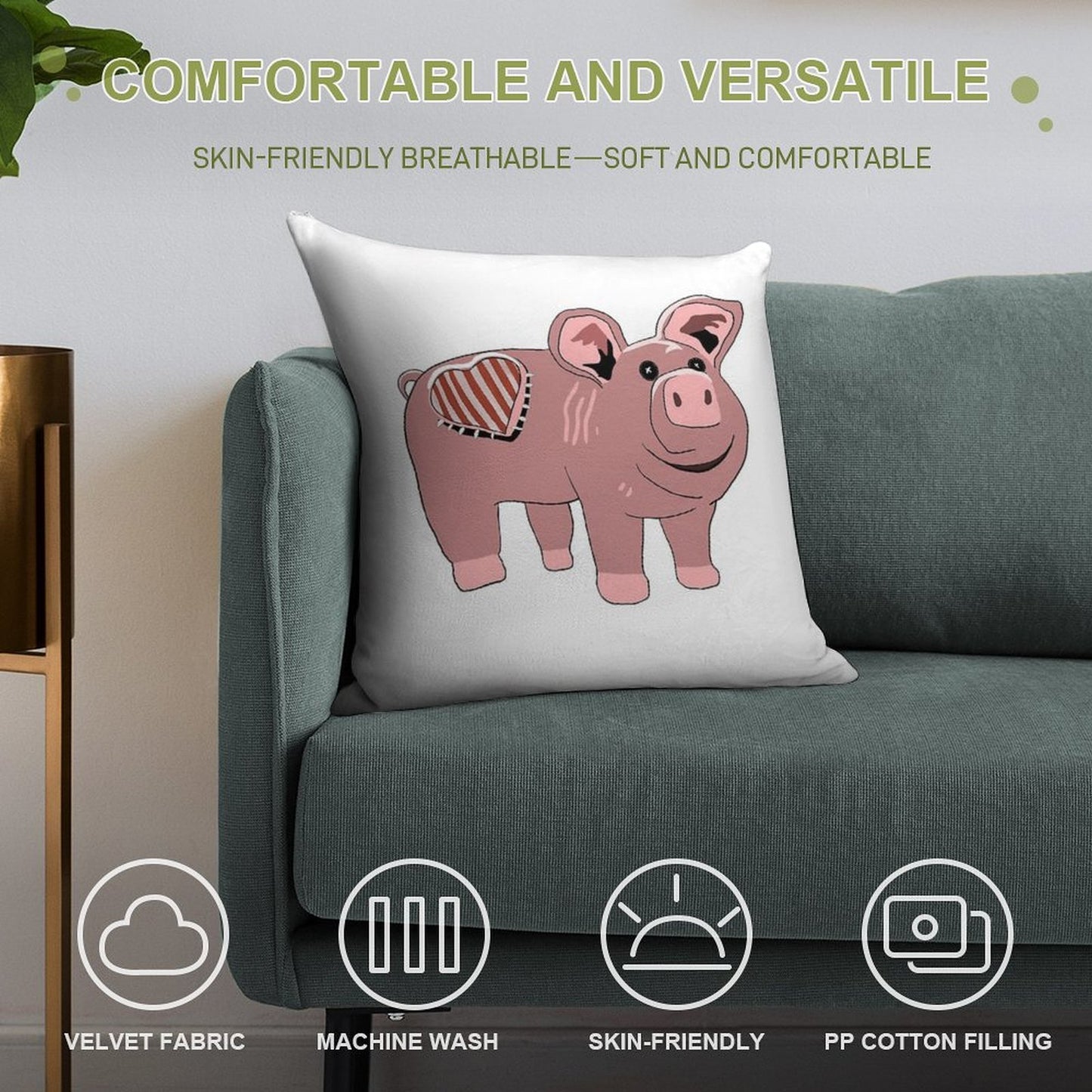 Slumberland Pig Plush Soft Skin-Friendly Throw Pillow