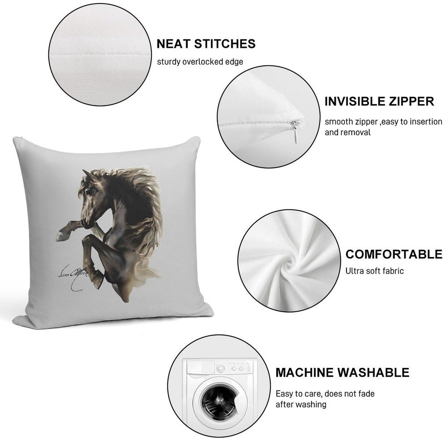 Black Fury (Cut-Out) Soft Skin-Friendly Throw Pillow