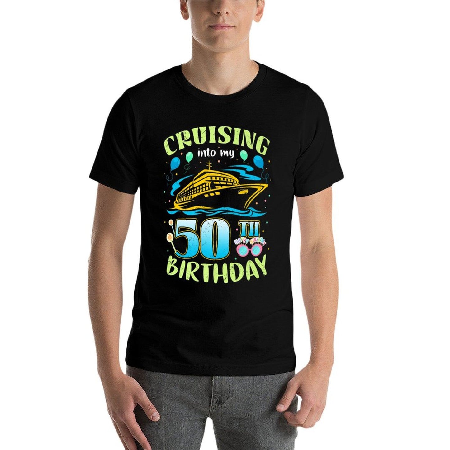 Cruising Into My 50 Year Old Birthday Crew 50th Cruise Premium  Polyester Blend T-Shirt