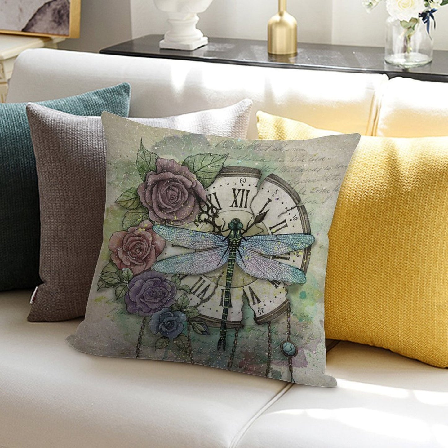 Time Flies Soft High-Density Material Throw Pillow