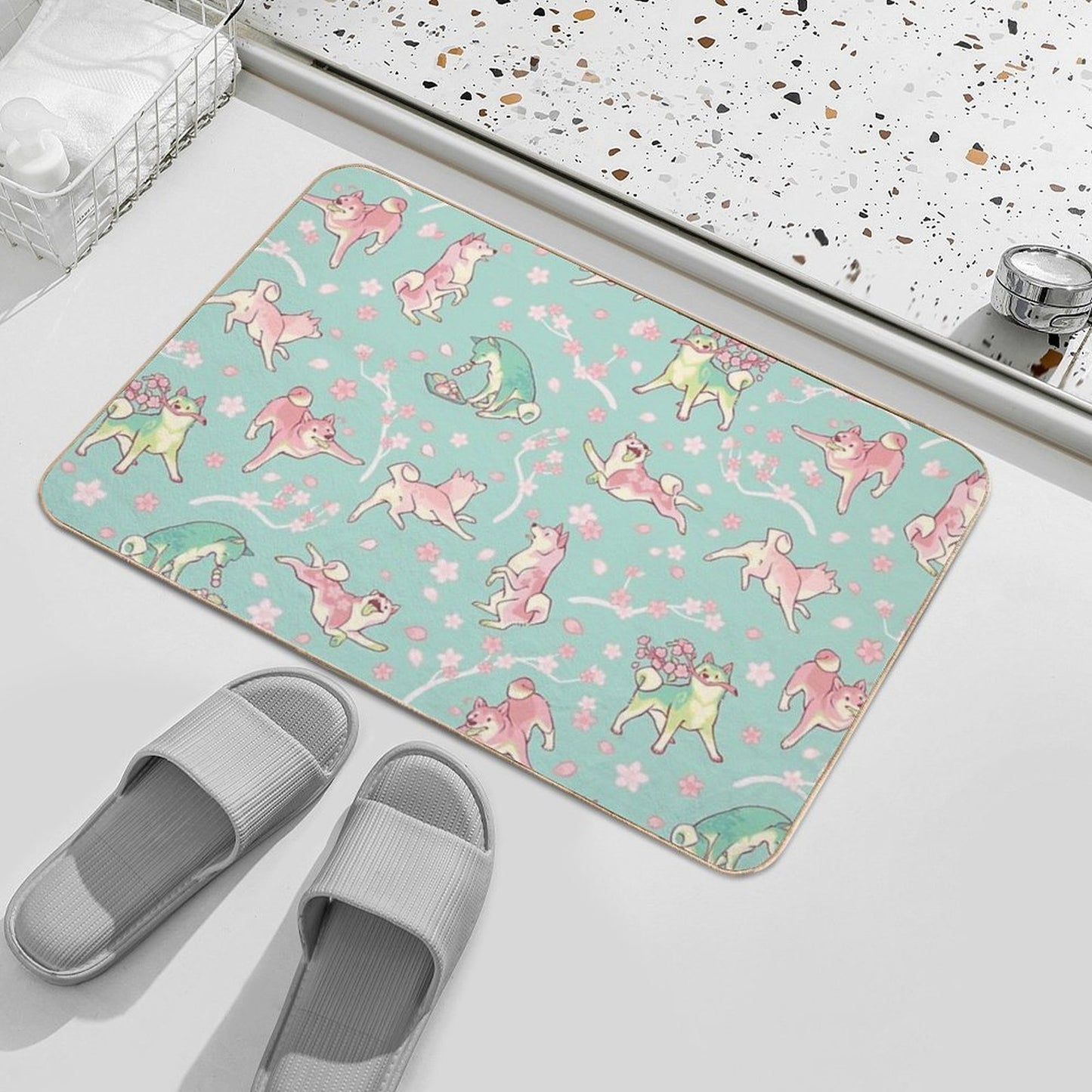 Shibakura & Matchinu in Mint  Eco-Friendly Bath Mat