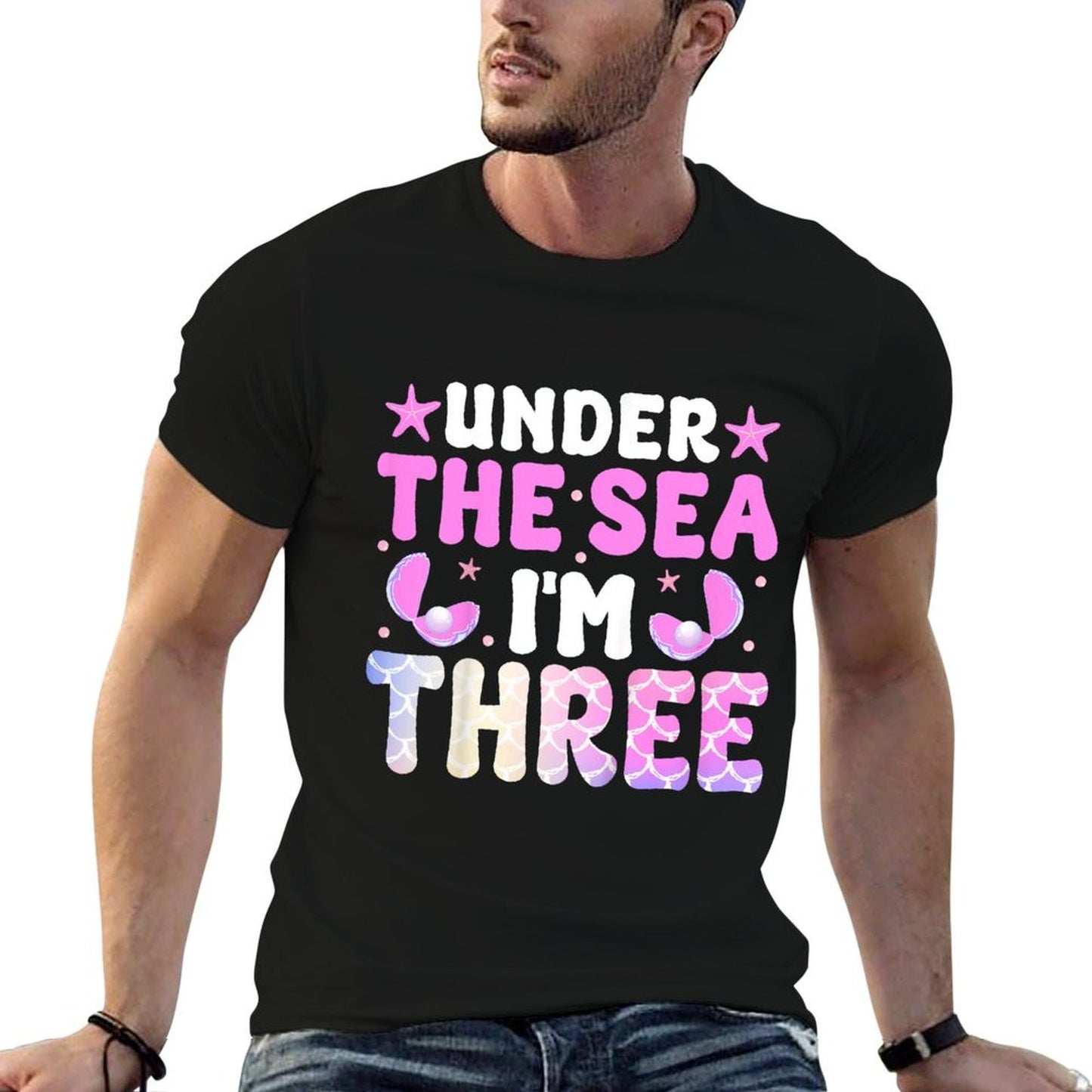 Kids Under The Sea I’m Three Mermaid Kids 3rd Birthday Party  Stretchy T-Shirt