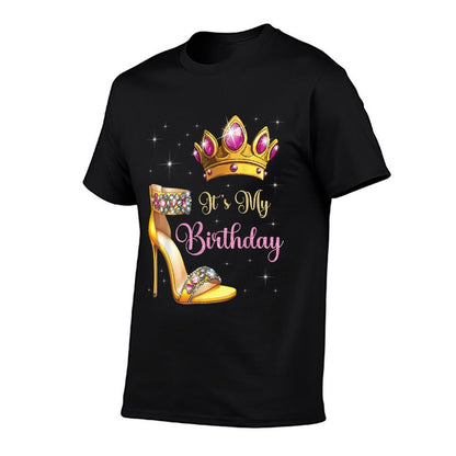 Its My Birthday High Heel Crown Butterflies Stars B-Day  Stretchy T-Shirt