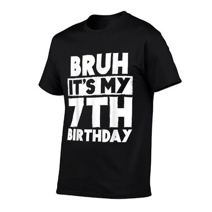 Seven Year Old Birthday Party Bruh It's My 7th Birthday  Oversized Silhouette T-Shirt