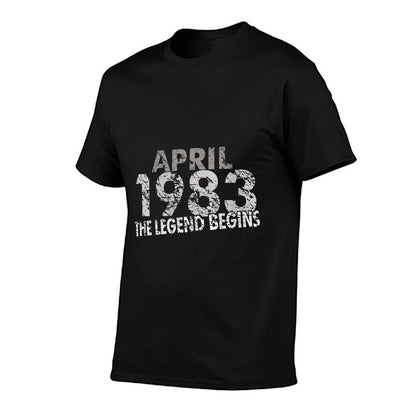 Womens 40th Birthday Gift - April 1983 - The Legend Begins  Rolled Sleeves T-Shirt