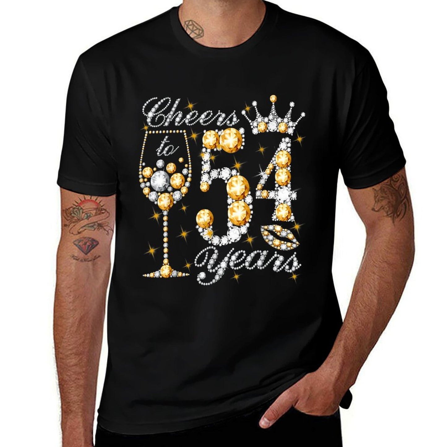 Cheers To 54 Years Old Happy 54th Birthday Queen Drink Wine  Slim-fit Cut T-Shirt