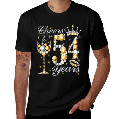 Cheers To 54 Years Old Happy 54th Birthday Queen Drink Wine  Slim-fit Cut T-Shirt