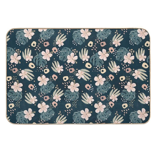 Hybiscus Pattern  Long-Lasting Bath Mat