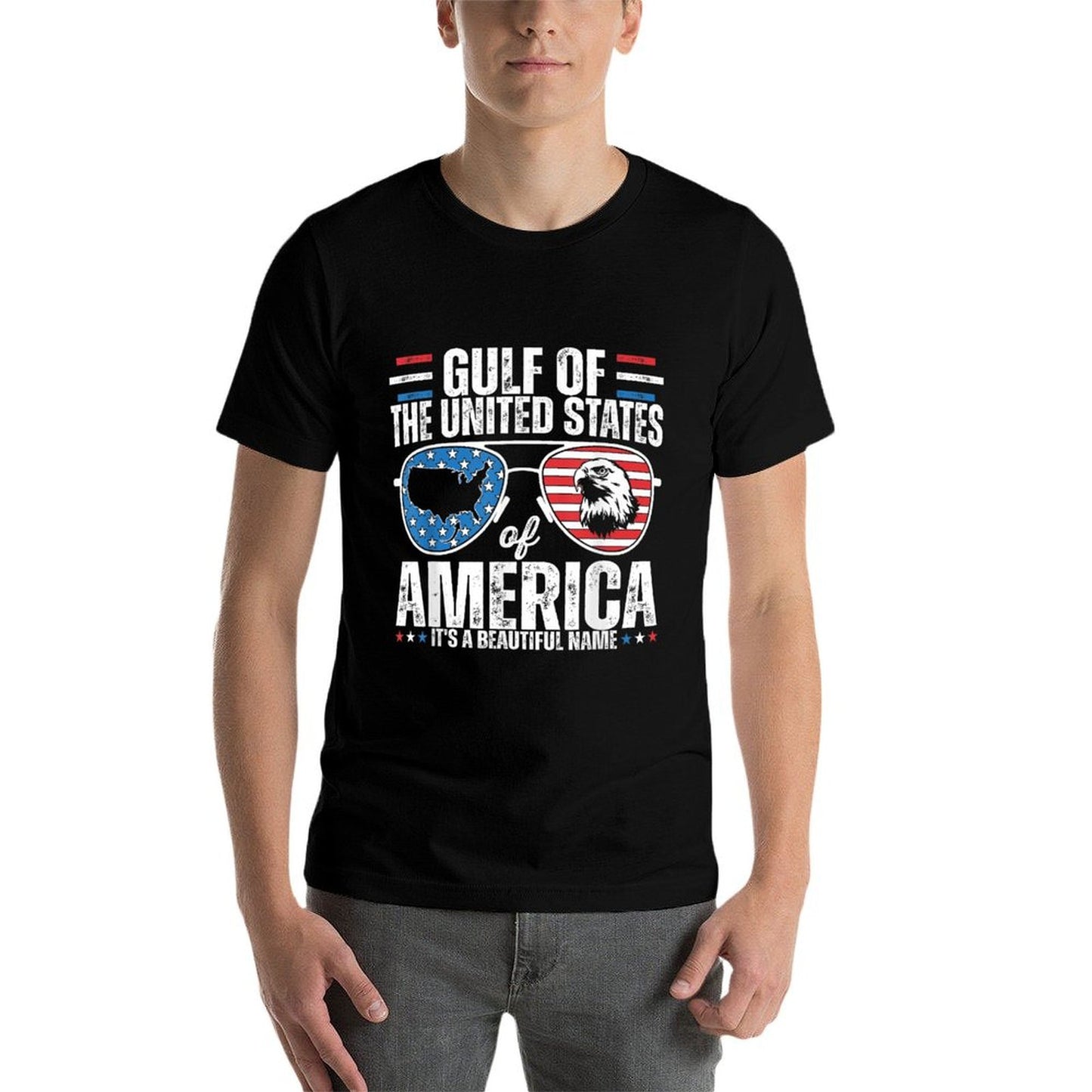 Gulf of USA America Flag Pride Patriotic Gulf of US America Heathered Texture T-Shirt