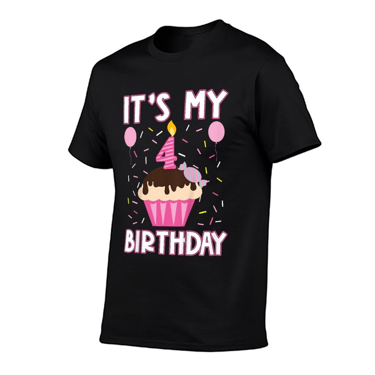 Kids Sweet Cupcake It's My 4th Fourth Birthday 4 Yr Old Girls  Trendy Pattern T-Shirt